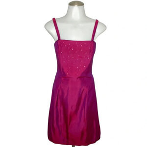 Vintage Jessica McClintock For Gunne Sax Rhinestone Magenta Mini Dress Size 3